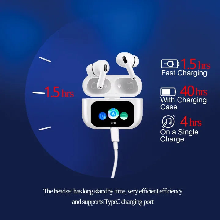 A9 pro Touch Screen Display ANC Wireless Earbuds