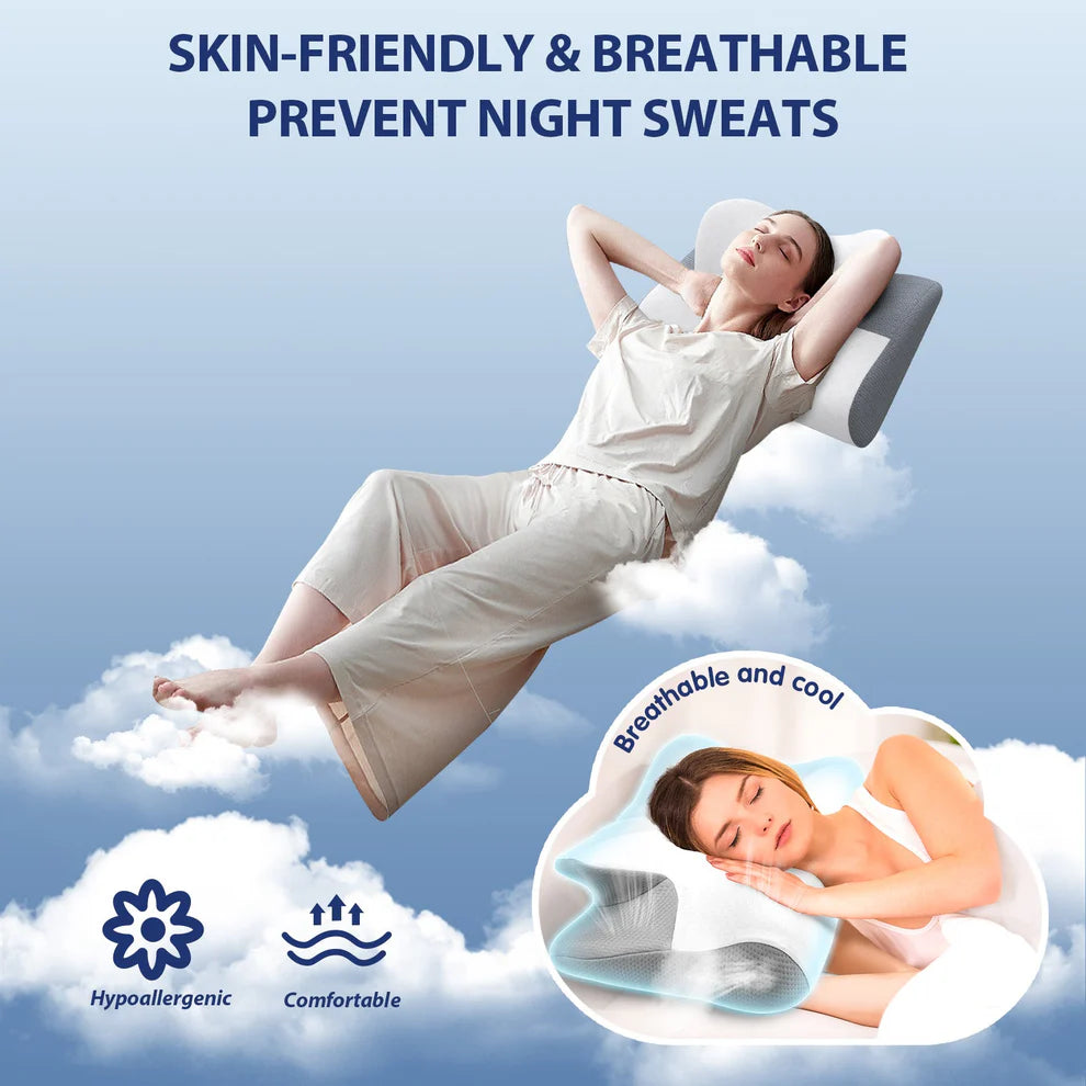 Vexleon™ Butterfly Pillow - Deep Relief Pillow for Neck, Back Shoulder Pain - Memory Foam Support